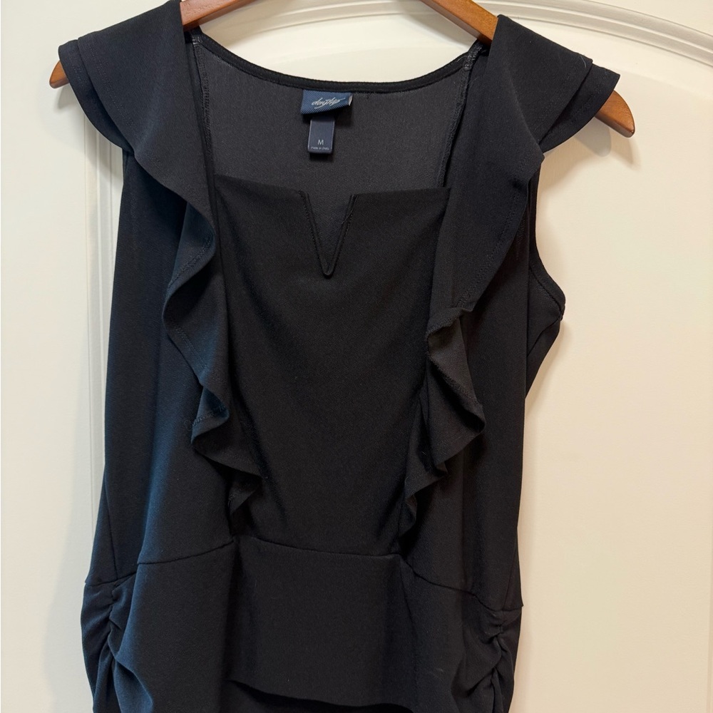 Black Ruffled Sleeveless Top